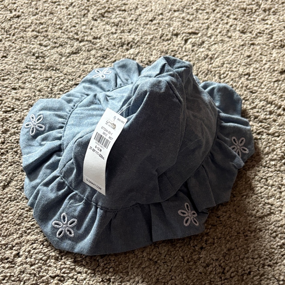 Old Navy Denim Blue Kids Hat with Embroidery